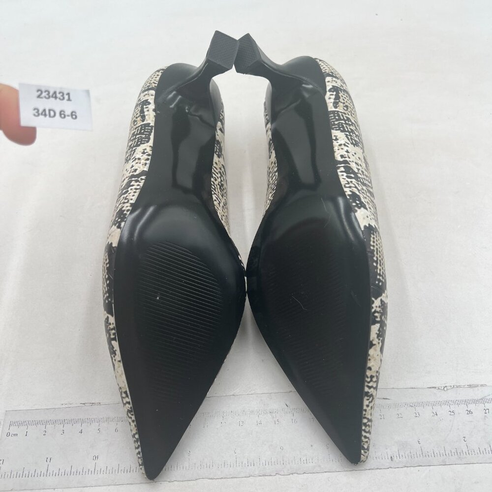 Fowt Snake Print Croc-Embossed Pointed Toe Pumps … - image 7